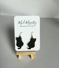 Black cat gold dangle earrings