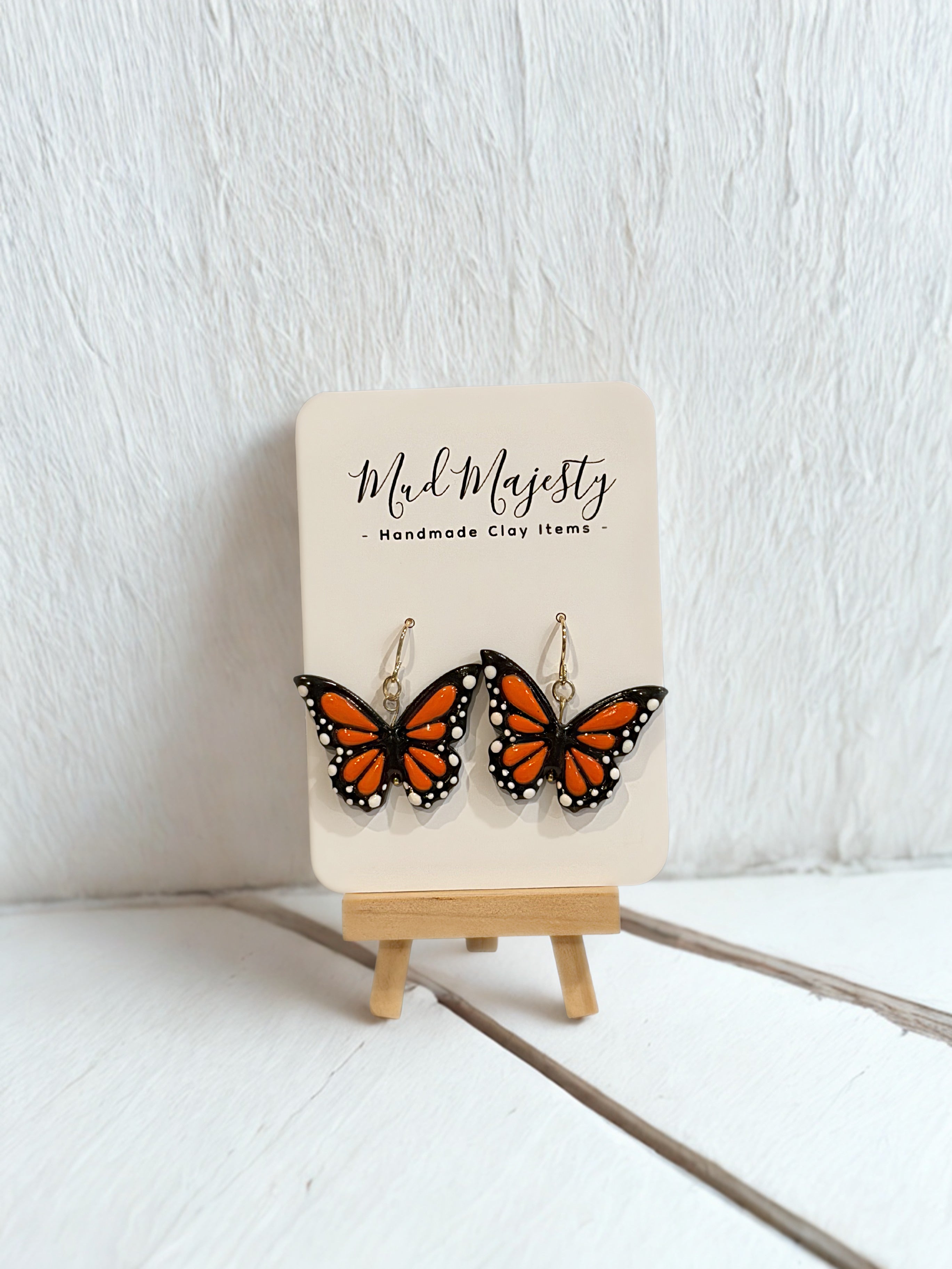 Polymer Clay Monarch Butterfly Earrings