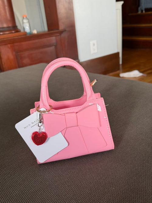 Red Glitter Heart Macaroon Keychain
