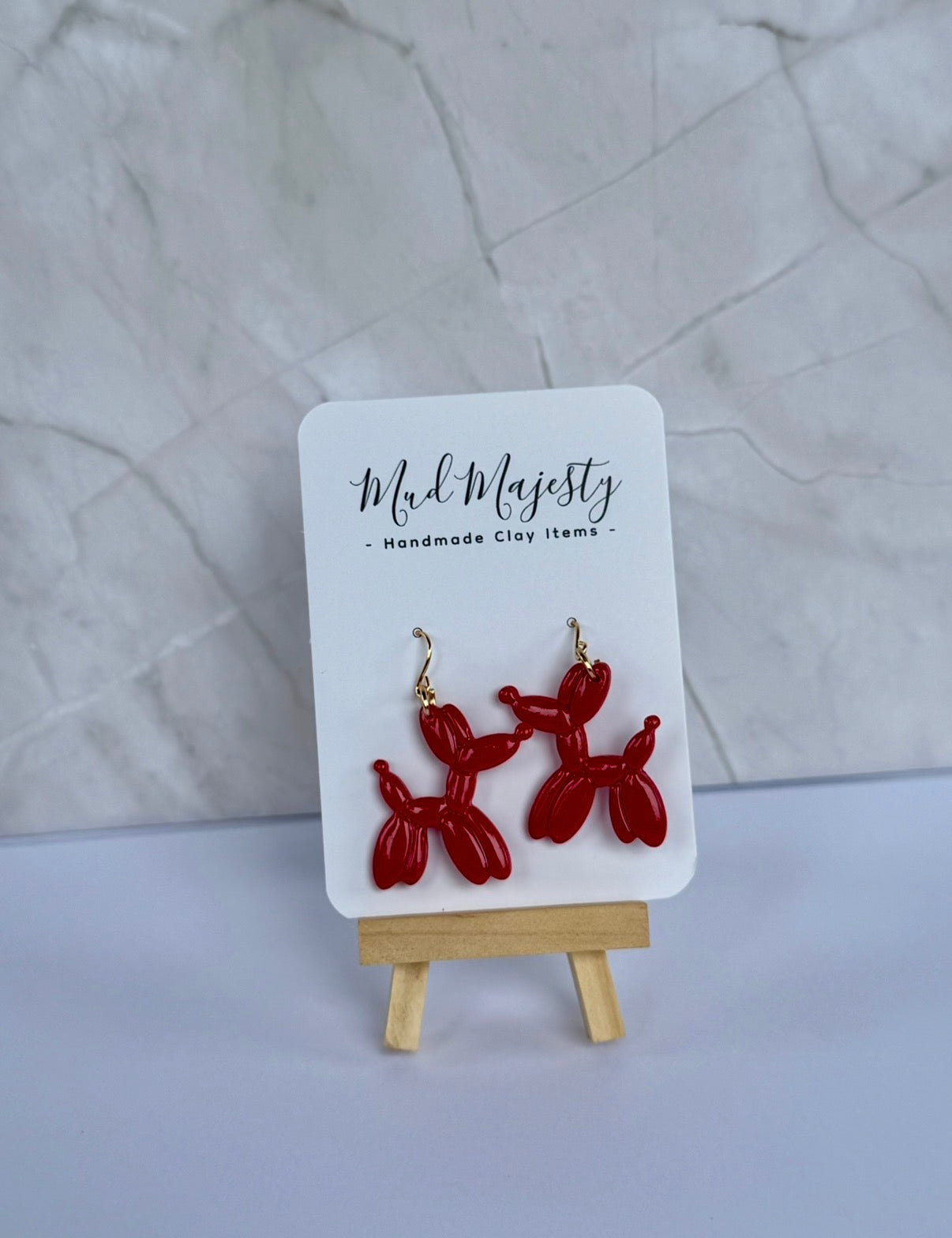 Polymer Clay Balloon Dog Earrings