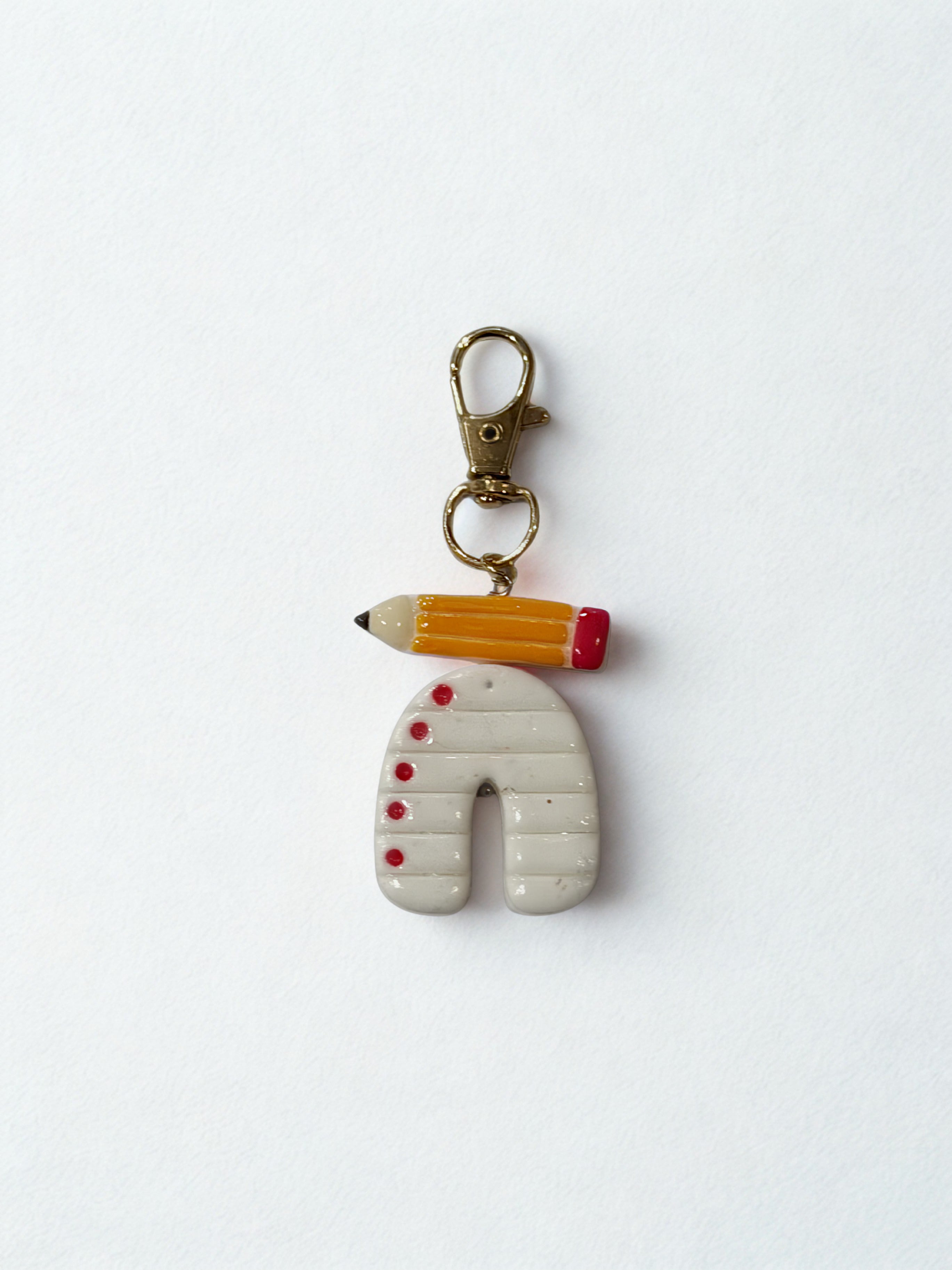 Pencil And Notepad Polymer Clay Keychain