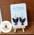 Chickens in rain boots earrings